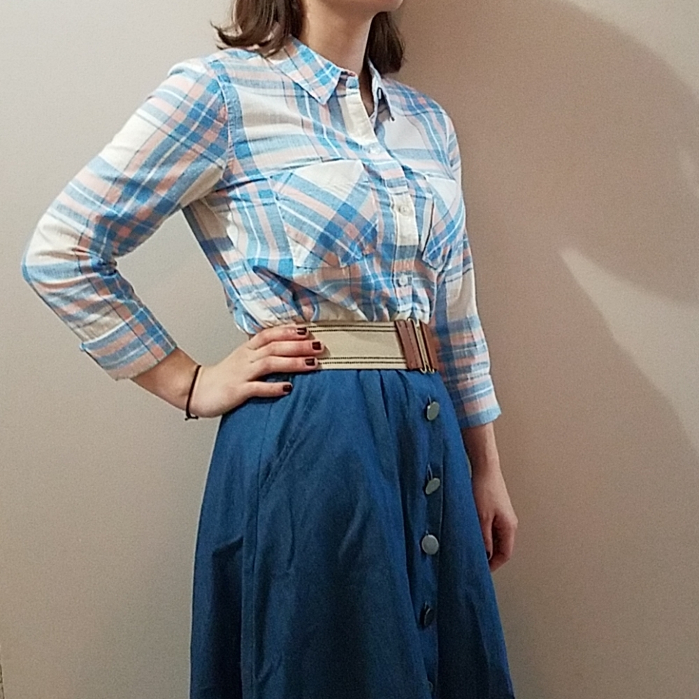 Plaid button-down shirt